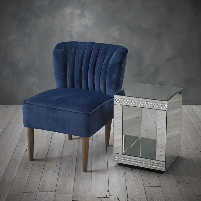 Vintage Blue Velvet Bedroom Lounge Occasional Chair