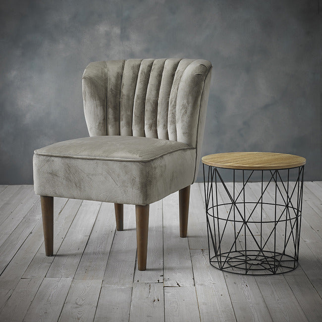 Vintage Grey Velvet Bedroom Lounge Occasional Chair