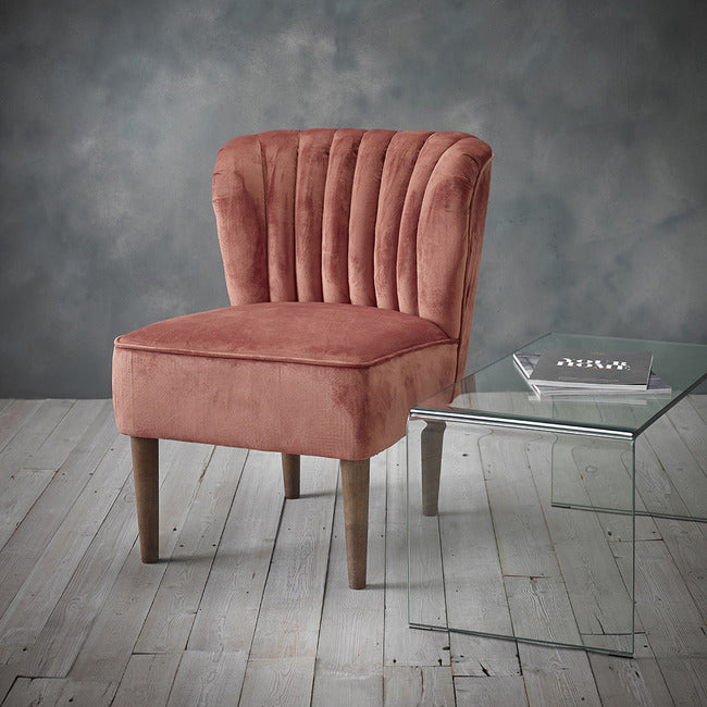 Vintage Pink Velvet Bedroom Lounge Occasional Chair