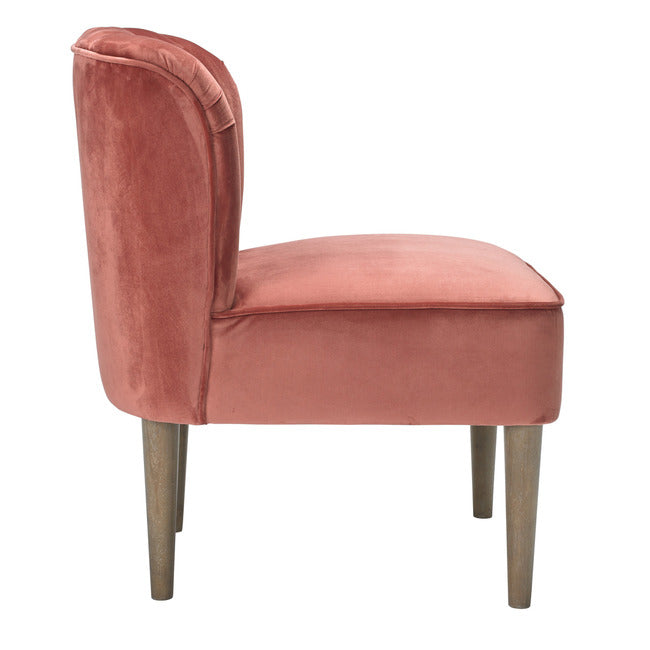 Vintage Pink Velvet Bedroom Lounge Occasional Chair