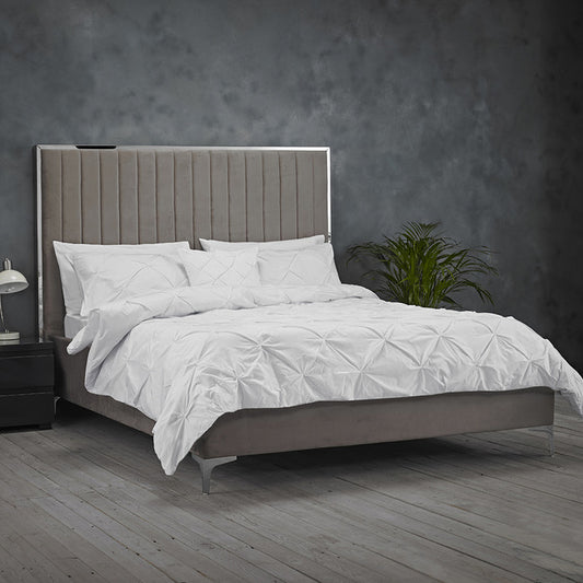 Amira Grey Velvet Double Bed