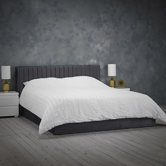 Grey Velvet Ottoman Bed Kingsize with Storage.