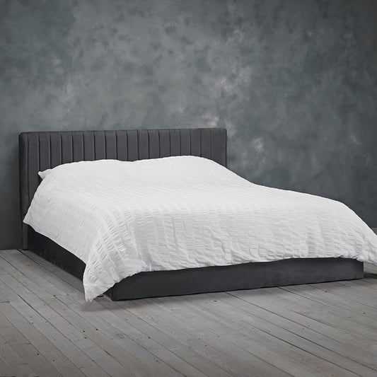 Grey Velvet Ottoman Bed Kingsize with Storage.