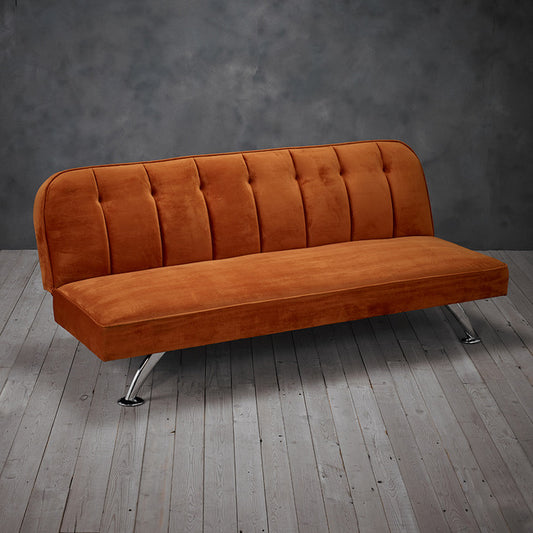 Retro Burnt Orange Velvet Sofa bed