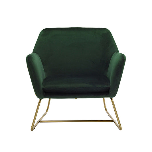 Vintage Style Armchair in Bottle Green Velvet
