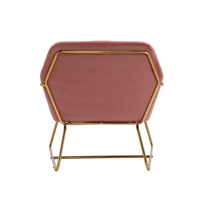 Vintage Style Armchair in Pink Velvet With Gold Frame