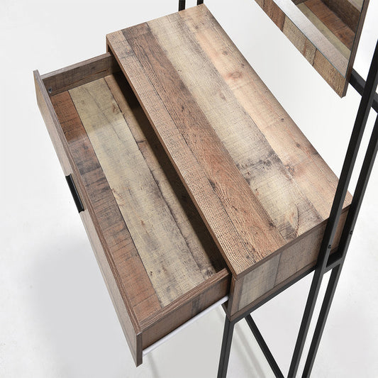 Industrial Dressing Table Desk and Mirror Distressed Oak Effect