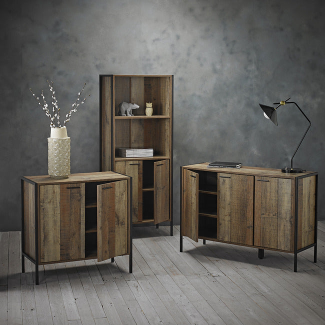 Industrial Style Distressed Oak Effect Sideboard
