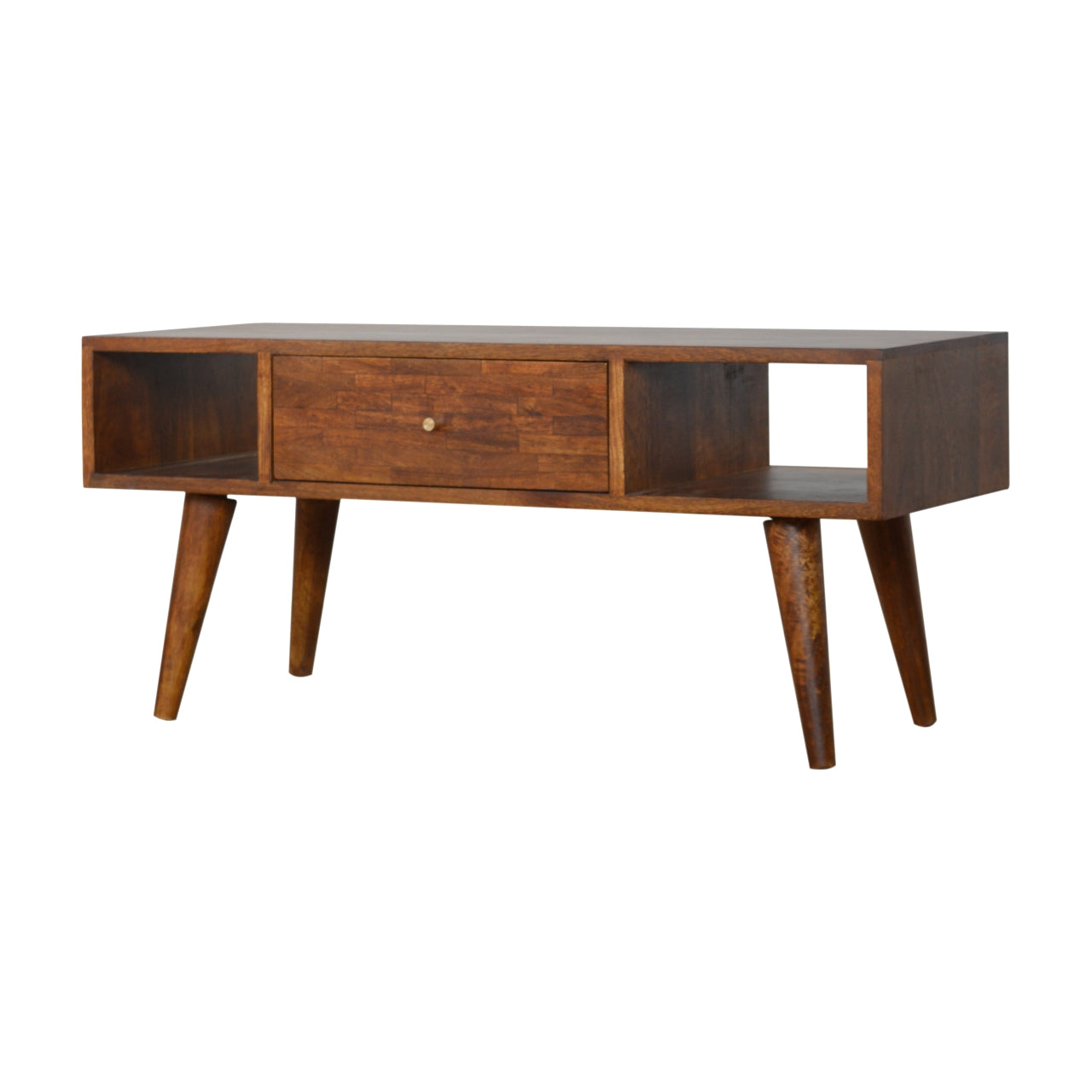 Mid Century Couchtisch aus gemischtem Kastanienholz