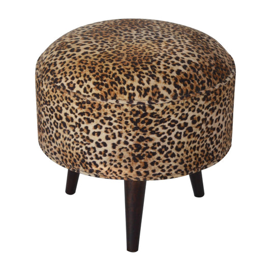 Leopard Print Velvet Footstool