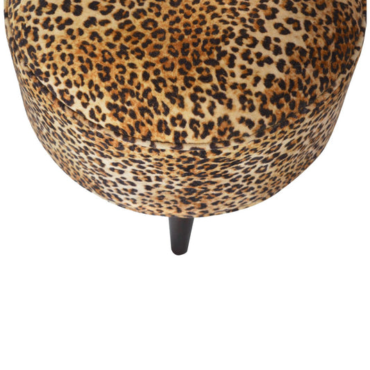 Leopard Print Velvet Footstool