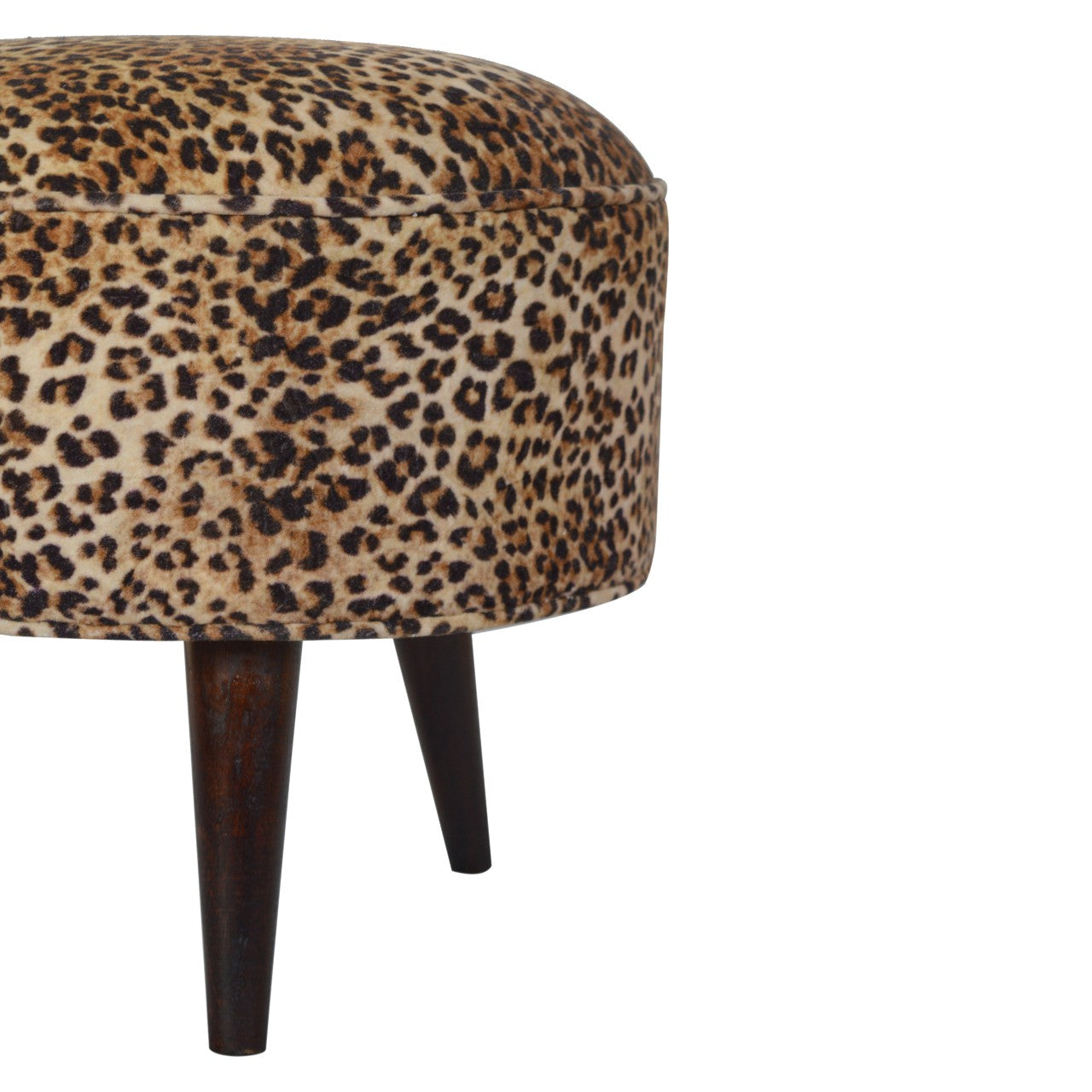 Leopard Print Velvet Footstool