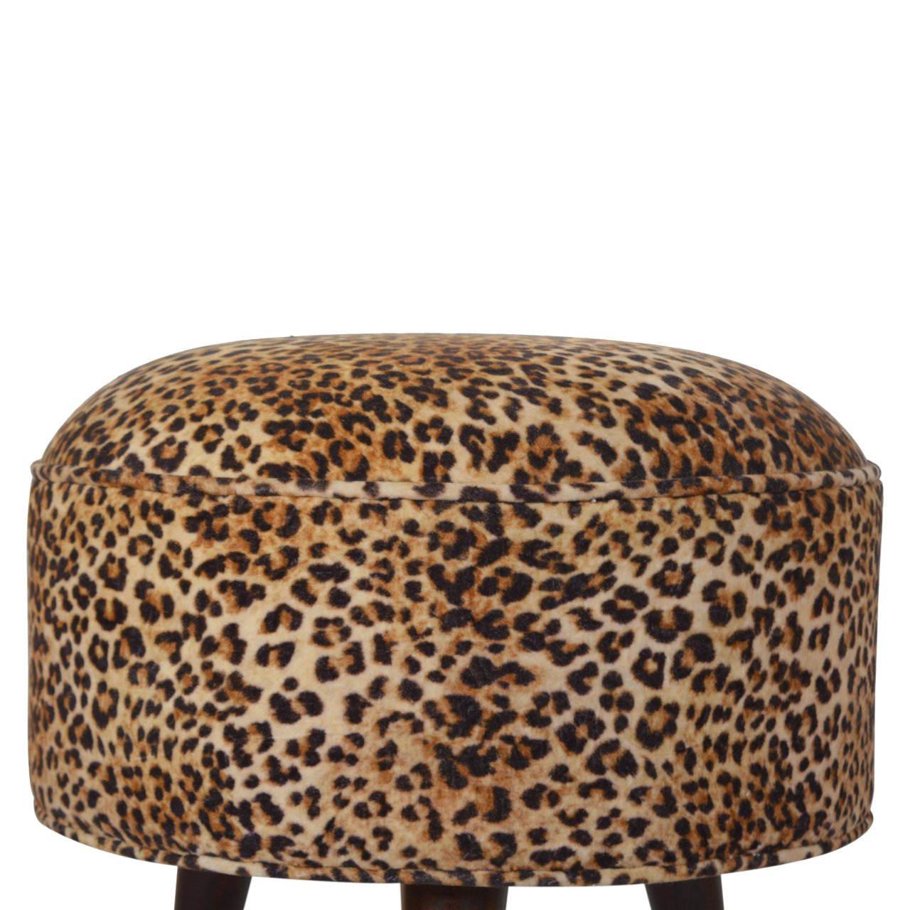 Leopard Print Velvet Footstool