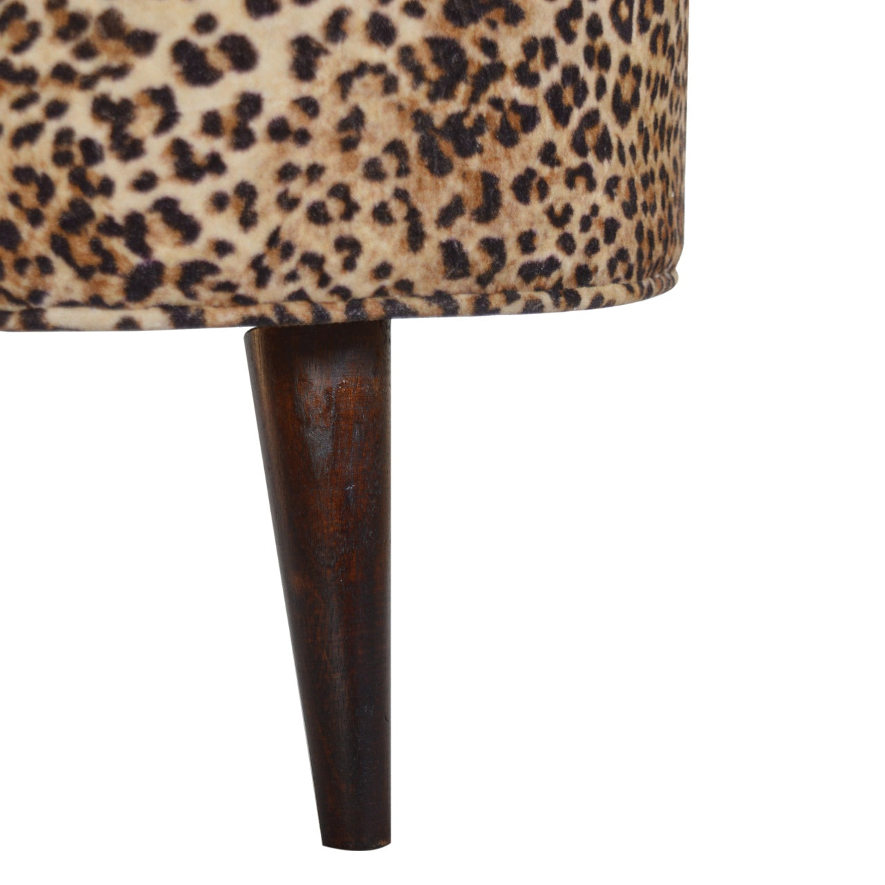 Leopard Print Velvet Footstool