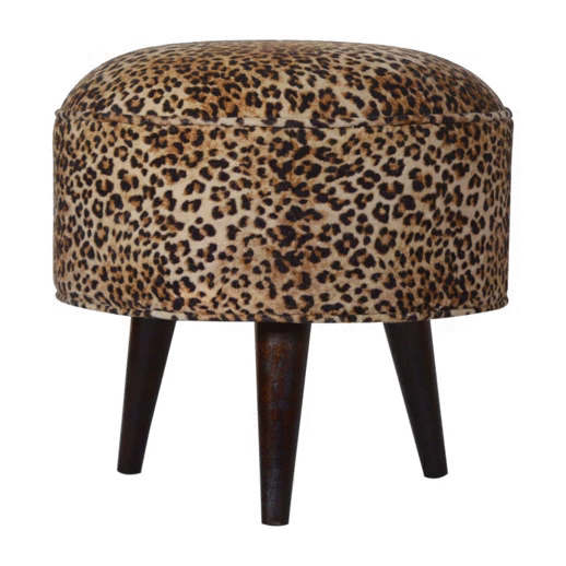 Leopard Print Velvet Footstool