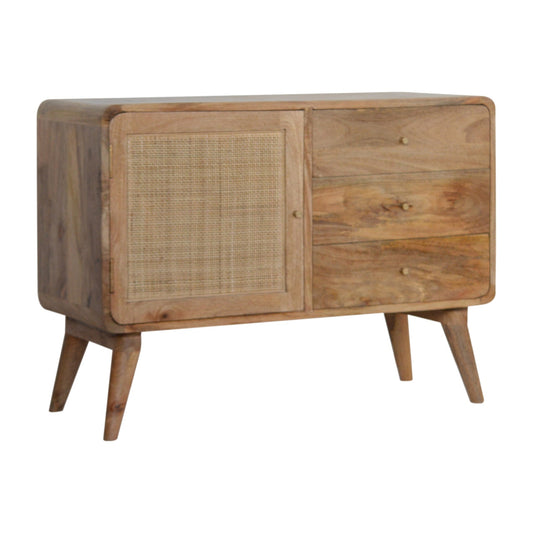 Woven Rattan Light Wood Sideboard