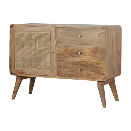 Woven Rattan Light Wood Sideboard