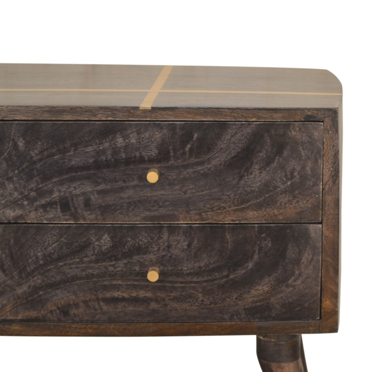 Cairo Dark Wood Mid Century Media Tv Unit With Brass Handles