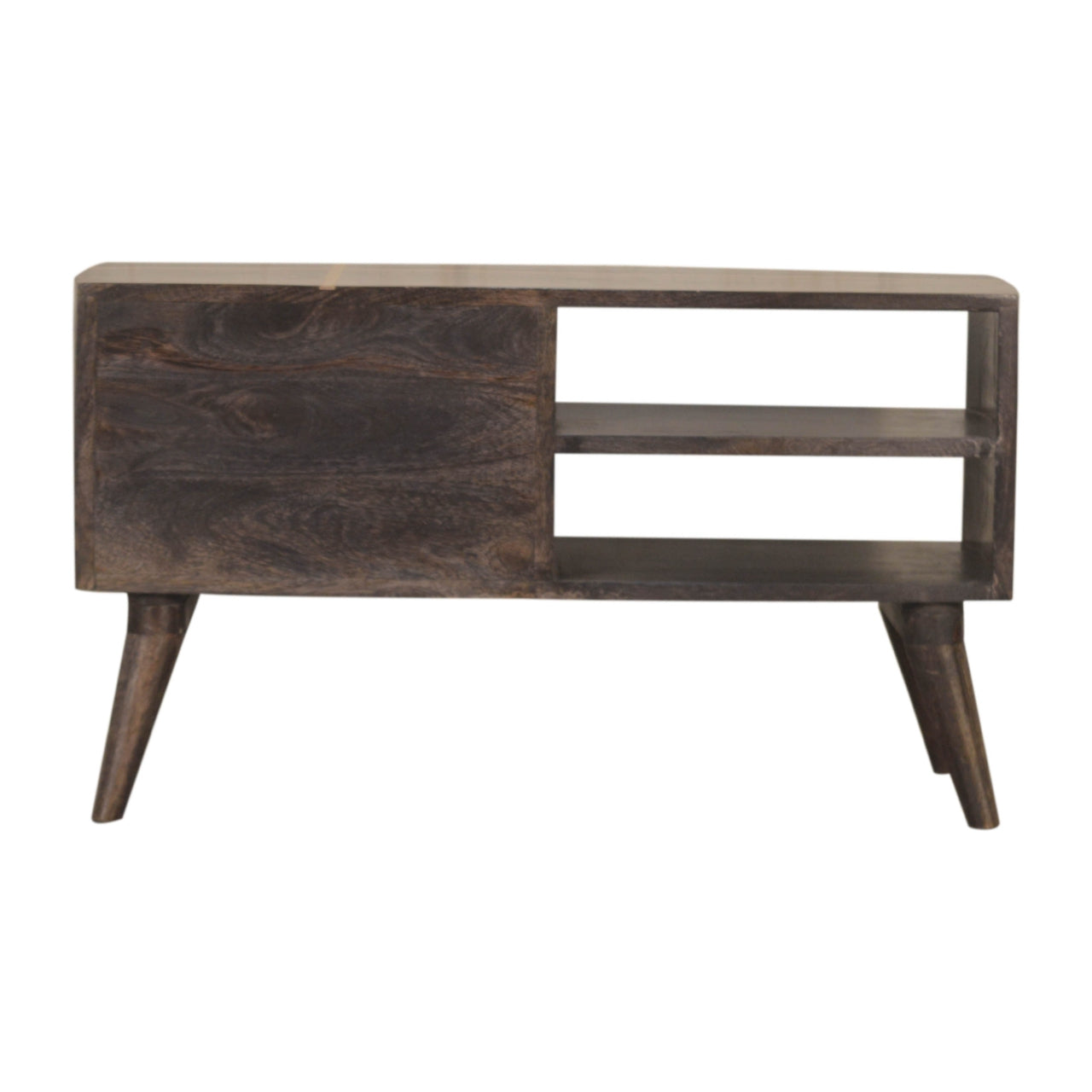 Cairo Dark Wood Mid Century Media Tv Unit With Brass Handles