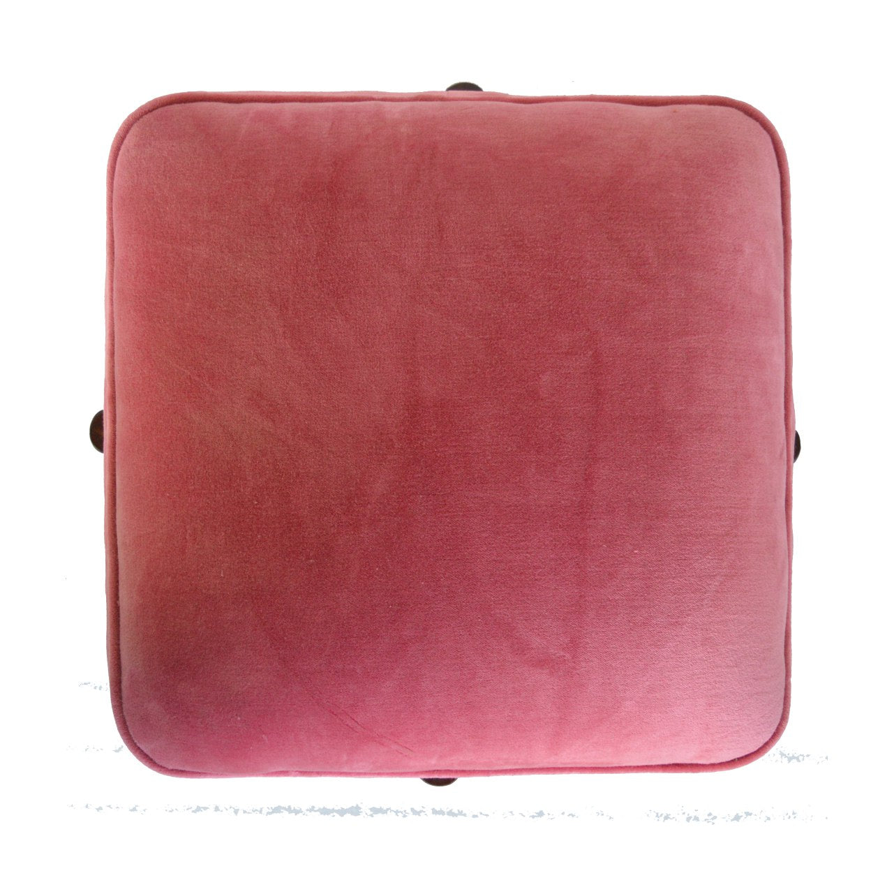 Pink Velvet Footstool with Solid Wood Legs