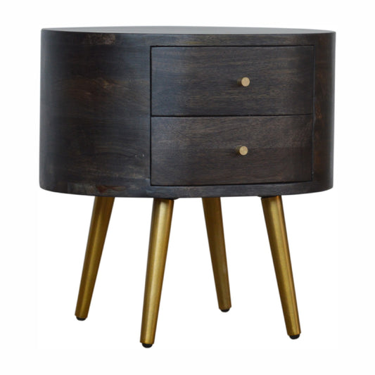 Ash Black Bedside Table with Brass Legs