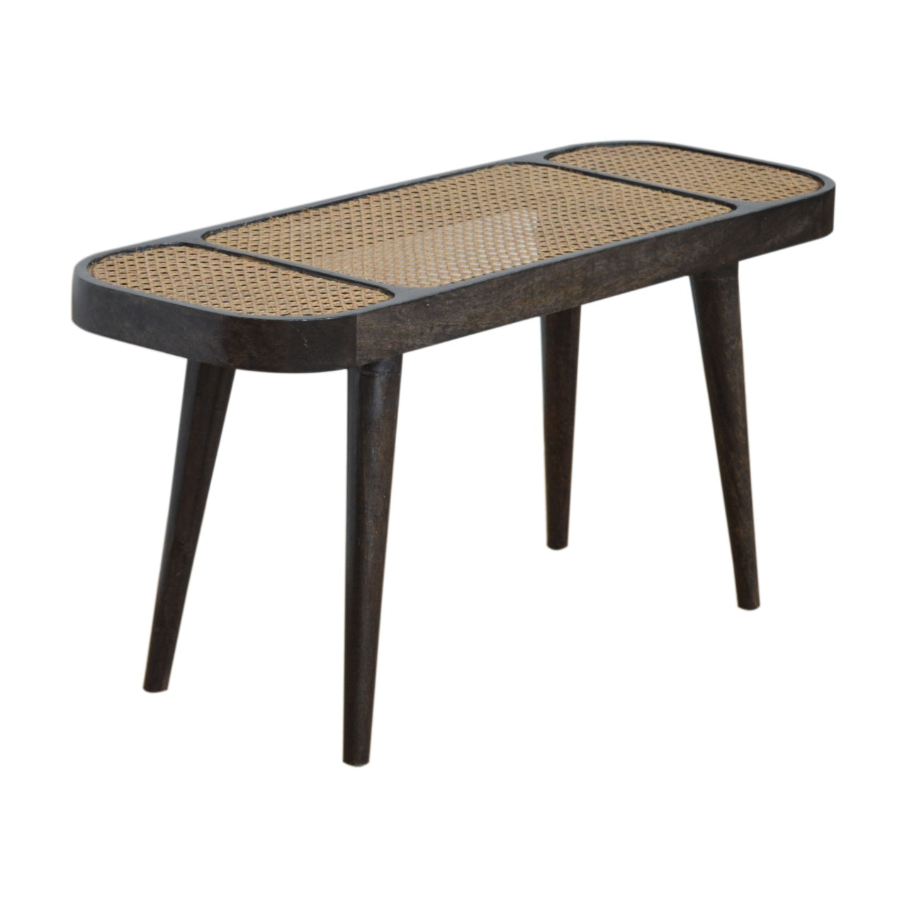 Ash Black Rattan Bench