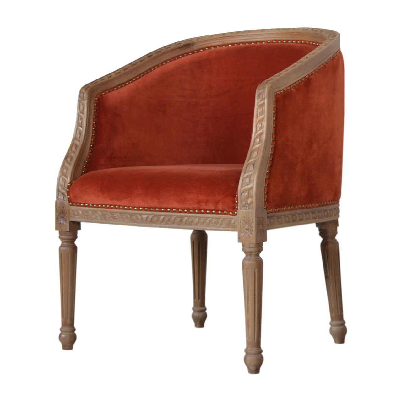 Brick Red Velvet Occasional Chair