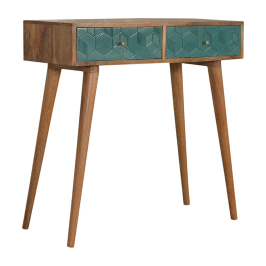Scandinavian Style Acadia Wood Teal Console Table