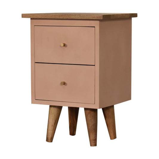 Blush Pink Hand Painted Bedside Table Mango Wood