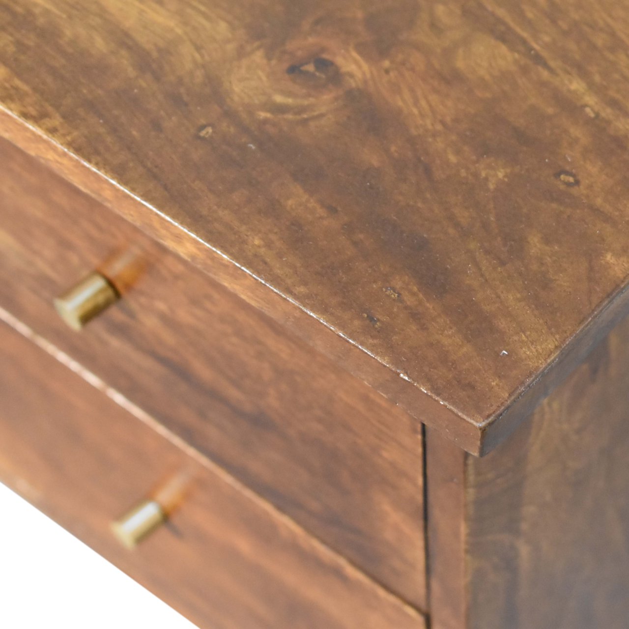 Chestnut Mid Century Style Bedside Table With Brass Handles