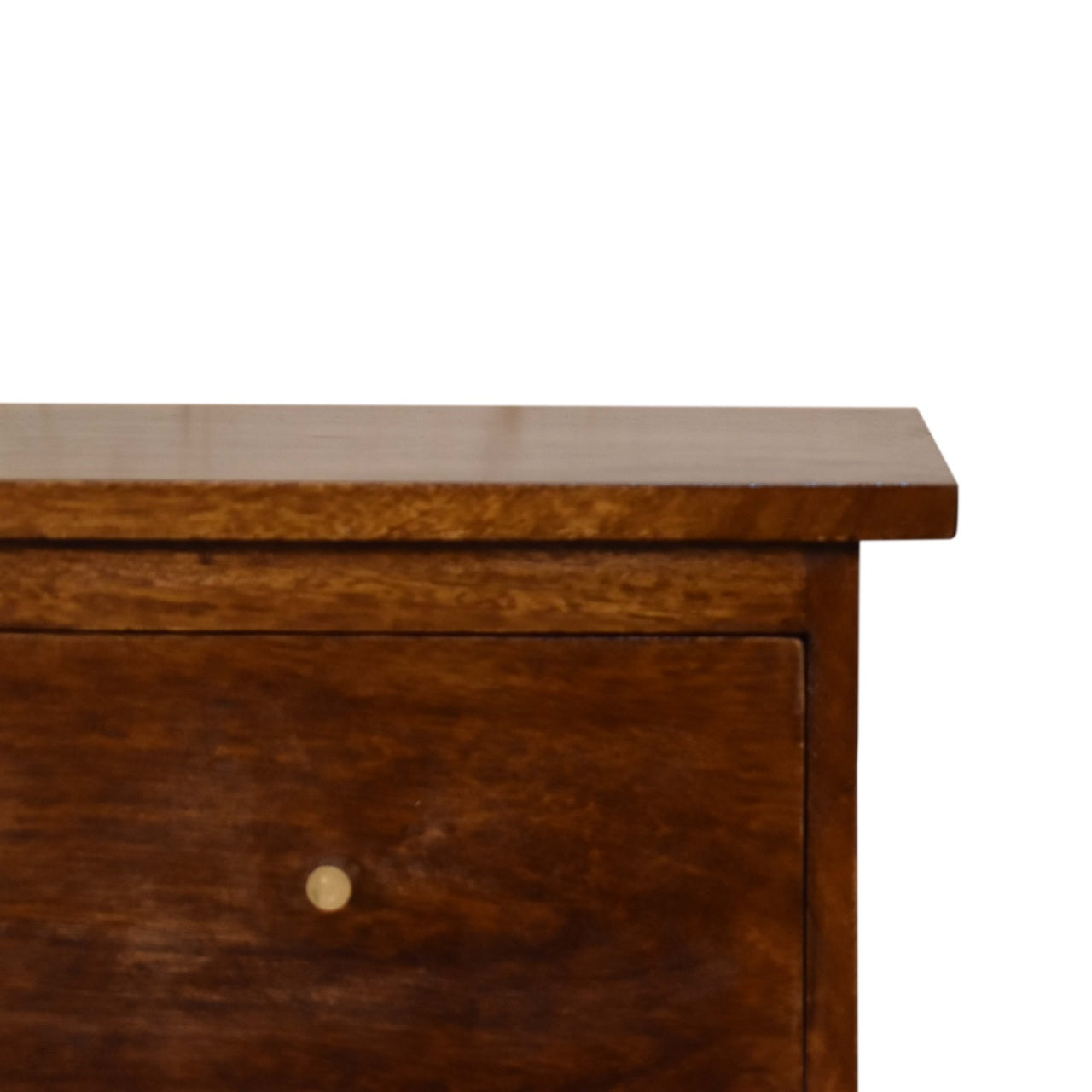 Chestnut Mid Century Style Bedside Table With Brass Handles