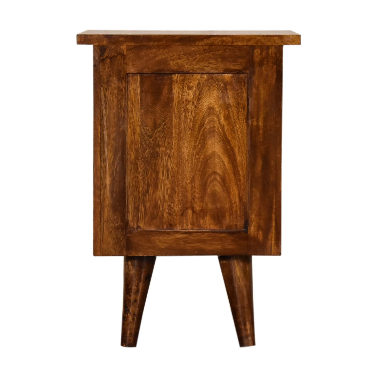 Chestnut Mid Century Style Bedside Table With Brass Handles