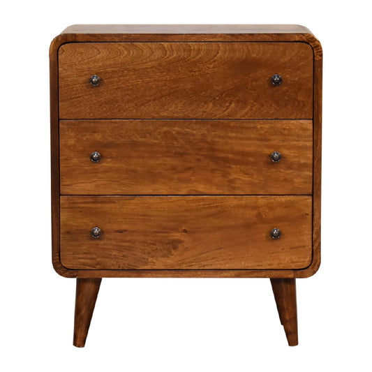 Mini Curved Chestnut Chest of drawers