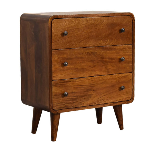 Mini Curved Chestnut Chest of drawers