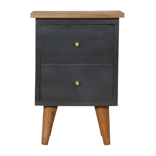 Charcoal Black Hand Painted Bedside Table Mango Wood