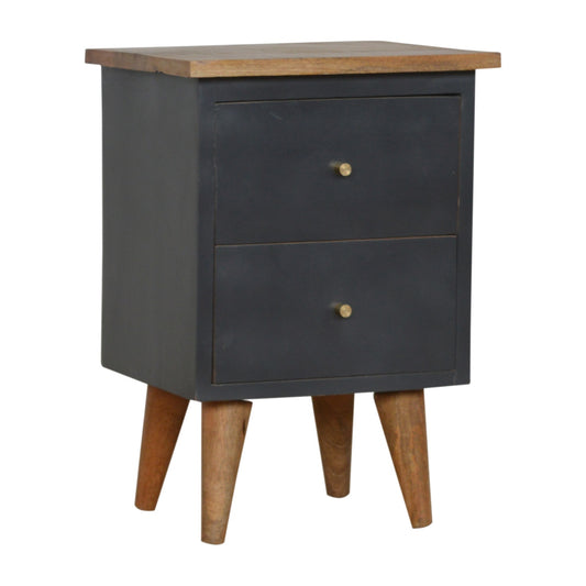 Charcoal Black Hand Painted Bedside Table Mango Wood
