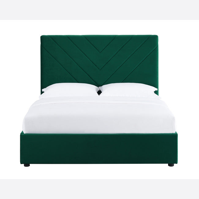 Bottle Green Velvet Double Bed