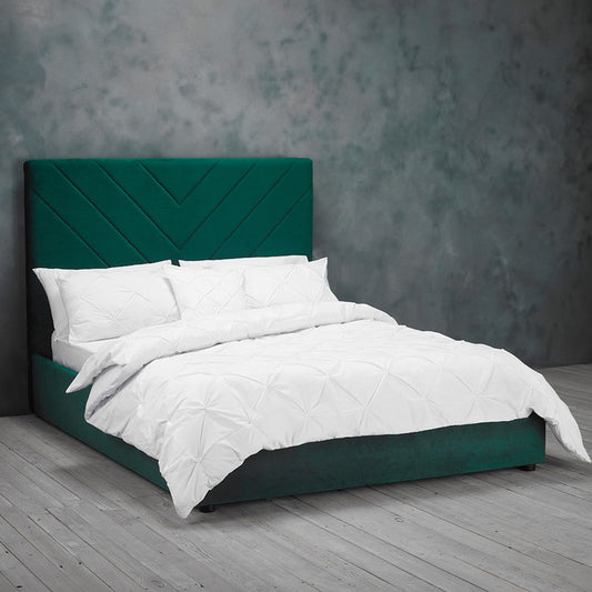Bottle Green Velvet Double Bed