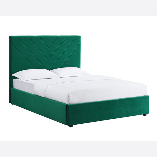 Bottle Green Velvet Double Bed