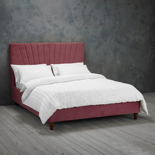 Lexie Pink Velvet Kingsize Bed