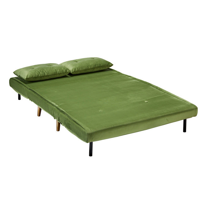 Green Plush Velvet Sofa Bed With Gold Legs