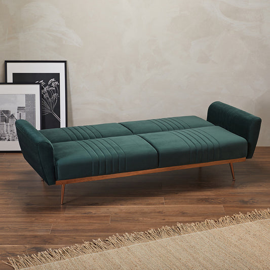 Velvet Sofa Bed with Copper Legs