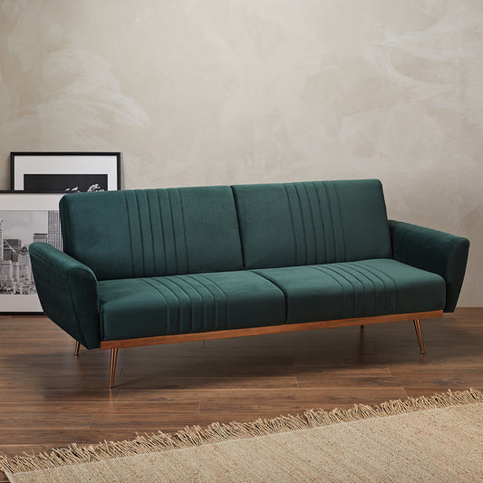 Velvet Sofa Bed with Copper Legs