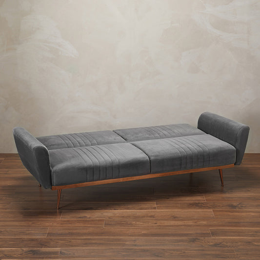 Velvet Sofa Bed with Copper Legs