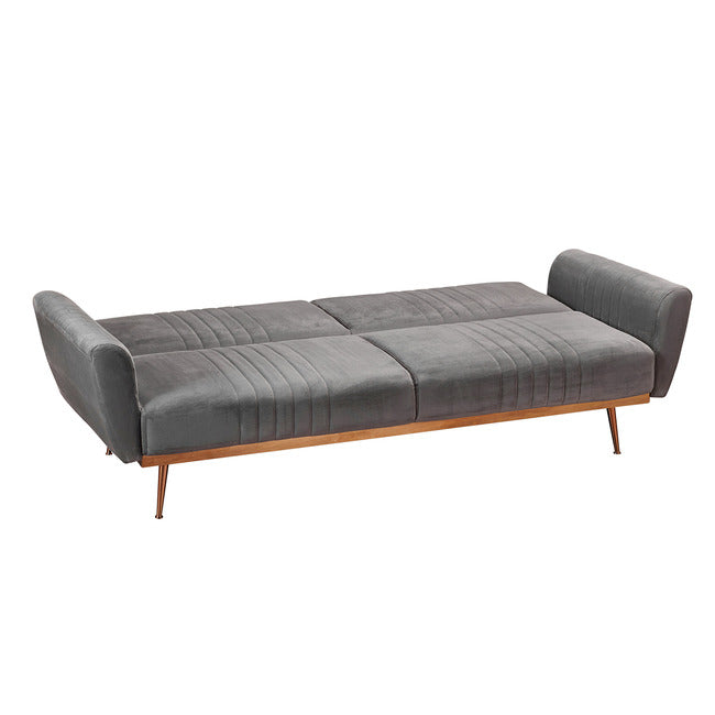 Velvet Sofa Bed with Copper Legs