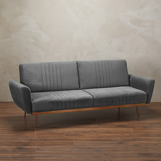 Velvet Sofa Bed with Copper Legs