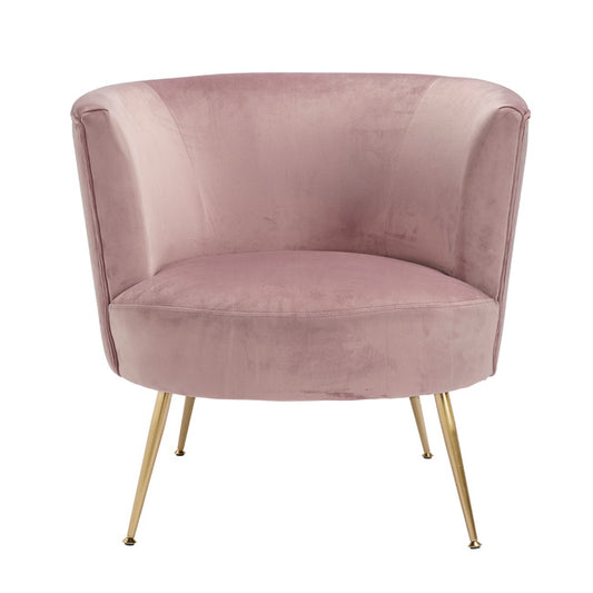 Mauve Pink Velvet Accent Occasional with Gold Legs