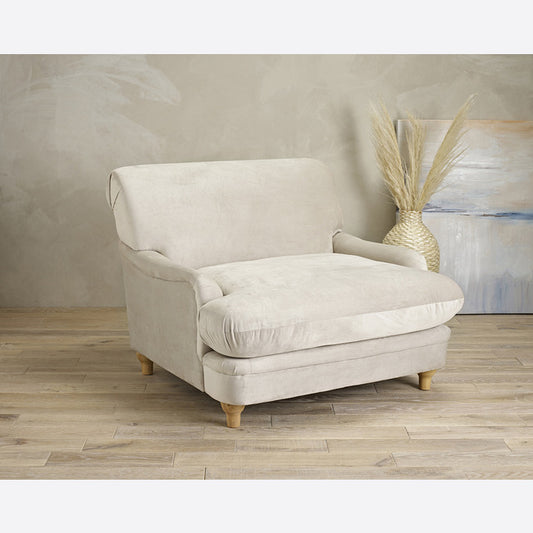 Luxurious comfy velvet armchair - available in Beige, Grey and Teal