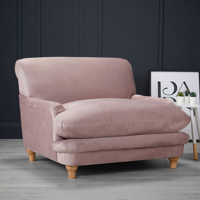 Luxurious comfy velvet armchair - available in Beige, Grey and Teal