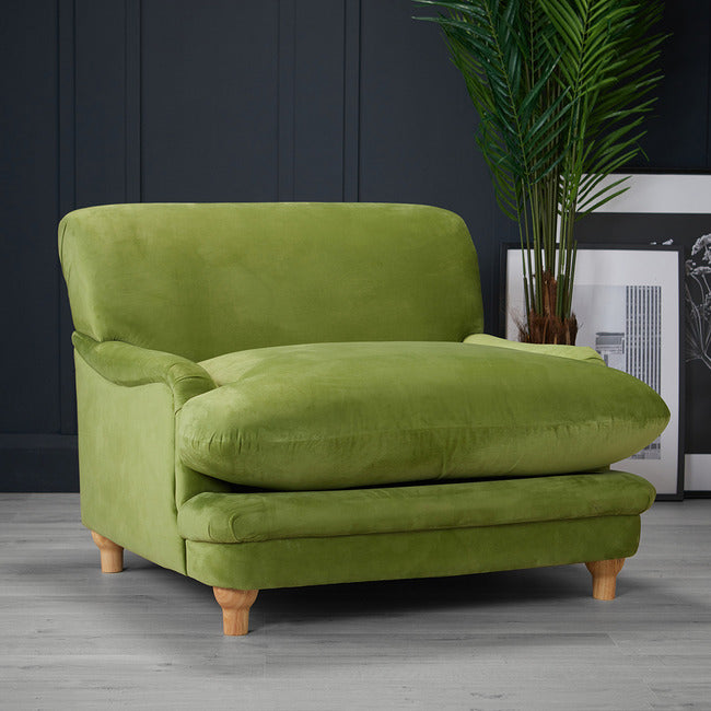 Luxurious comfy velvet armchair - available in Beige, Grey and Teal